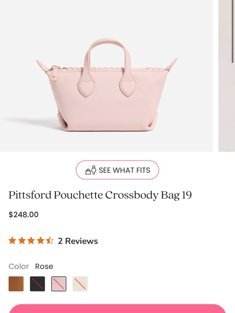 Stoney Clover Lane Pittsford Pouchette Crossbody Bag - Rose Pink Leather - Picture 3 of 7